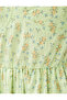 Mini Floral Dress Balloon Sleeves Sweetheart Neckline Viscose Blended - 6