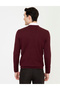 Claret Red Slim Fit V-Neck Basic Knitwear Sweater 50248554-Vr014 - 4