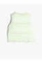 Quilted Vest with Round Collar and Snap Pockets - 2