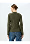 Slim Fit Metallic Thread Detailed Epaulettes Long Sleeve Lightweight Stand Collar Knitwear Sweater - 4