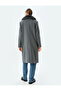 Detachable Faux Fur Collar Detailed Long Stamp Coat - 4
