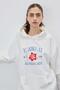 Women's Ecru Color Printed Hooded Oversize Sweatshirt