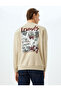 Crew Neck Raised Cotton Blended Slogan Embroidered Sweatshirt - 4