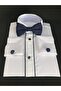 Boy's Navy Blue Cuffed Shirt - 4