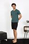 Men's Combed Cotton Petrol Color 3-Piece Pajama Set 6848 - 2