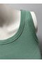 Water Green Halter Collar Crop Top Darkalıp Ribbed Thick Bias Bustier - 4