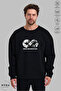 Unisex Long Sleeve Ataturk Infinity Printed Crew Neck Hoodless Ribbed Oversize Sweatshirt - 2