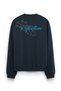 Midnight Blue Oversize Night Flowers Back Printed Text Sweatshirt Oversize S1204