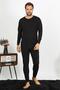 Men's Thermal Winter Bottom Top Underwear Set Black 6868