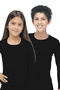 Unisex Children's Black Open Collar Long Sleeve Thermal Top Underwear 362 - 2