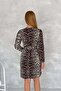 Women's Belted Crew Neck Leopard Print Mini Dress Dpk2162 - 4