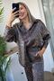 Leopard Satin Shirt Pants Set - 3