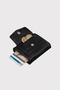 Croco Black Men's Wallet with Malta Mechanism and Coin Compartment