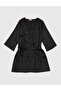 Black Satin 3 Piece Pajamas Set 50304006-Vr046 - 3