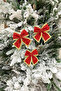 Christmas Tree Ornament Red Sequined Gold Ribbon Bow 3 Pieces 12 cm - 2