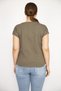 Women's Khaki Plus Size Cotton Fabric V-Neck Short Sleeve Shoulder Lace Detailed Blouse 65n36541 - 4