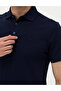 Navy Blue Slim Fit 100% Mercerized Cotton Buttoned Polo Collar Basic T-Shirt 50274688-Vr033 - 7