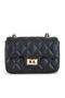 Women's Crossbody Bag with Quilted Chain Detail - Black
