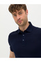 Navy Blue Slim Fit 100% Mercerized Cotton Buttoned Polo Collar Basic T-Shirt 50274688-Vr033 - 2