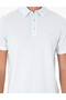 Light Blue Slim Fit 100% Cotton Buttoned Polo Collar T-Shirt 50285411-Vr095 - 6
