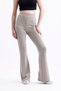 Stone Colored High Waist and Ribbed Women's Trousers Leggings - Lycra, Recovery Modal Fabric - 4