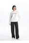 Ecru Crew Neck Embroidered Long Sleeve Oversize Women's Sweatshirt - 3