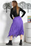 Purple Lined Washed Elastic Waist Casual Asymmetrical Woven Skirt - 7