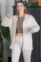 Italian Beige Kimono Collar Long Sleeve Non-Closing Double Pocket Casual Knitwear Cardigan - 2