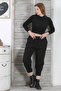 Black Double Pocket Elastic and Tied Waist Short Leg Casual Cotton Woven Trousers - 5