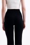 Women's Black Spanish Leg Ribbed Front Modal Fabric High Waist Lycra Gathering Pants Leggings - 7