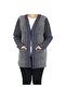 Women's Front Agraphy Pocket Patterned Thick Winter Cardigan
