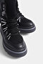 Black Lace-Up Furry Women's Boots - 3