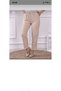 Women's High Waist Elastic Waist Pocketed Trousers Beige