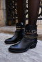 Facile Women's Black Genuine Leather Accessory Detailed Boots - 8