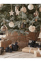 New year's tree ornament pom pom ornament 3 pieces 7 cm large size light brown retro color - 2