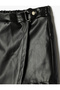 Shorts Skirt Leather Look with Elastic Waist Buckle Detail - 3