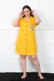 Fashion Stripe Large Size Combed Cotton Buttoned Yellow Tunic Nightgown 1025