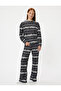 Printed Long Sleeve Crew Neck Christmas Themed Pajamas Top - 2