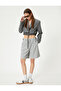 Crop Blazer Jacket with Waist Detail and Tie, Double Breasted - 2
