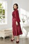 Satin Lace Women's Nightgown and Dressing Gown Set - 4375 Claret Red - 3