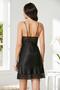 Satin Lace Women's Nightgown - 890 Black - 4