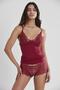 Combed Cotton Athlete Panties Women's Underwear Set - 332 Claret Red - 2