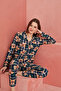 Green Plaid Bear Patterned Front Buttoned Suede Pajama Set
