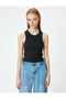 Halter Neck Tank Top with Ribbed Back Detail, Sleeveless, Slim Fit - 3