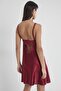 Satin Lace Women's Nightgown - 665 Claret Red - 3
