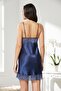 Satin Lace Women's Nightgown - 890 Navy Blue - 5