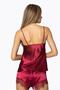 Satin Lace 3-Piece Women's Dressing Gown Set 2490 Claret Red - 4