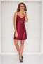 Satin Lace Women's Nightgown and Dressing Gown Set - 4300 Claret Red - 2