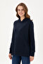 Women's Navy Blue Hooded Sweatshirt 50296944 -Vr033