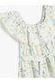 Linen Dress Sleeveless Ruffled Layered Lace Detailed Off Shoulder - 3